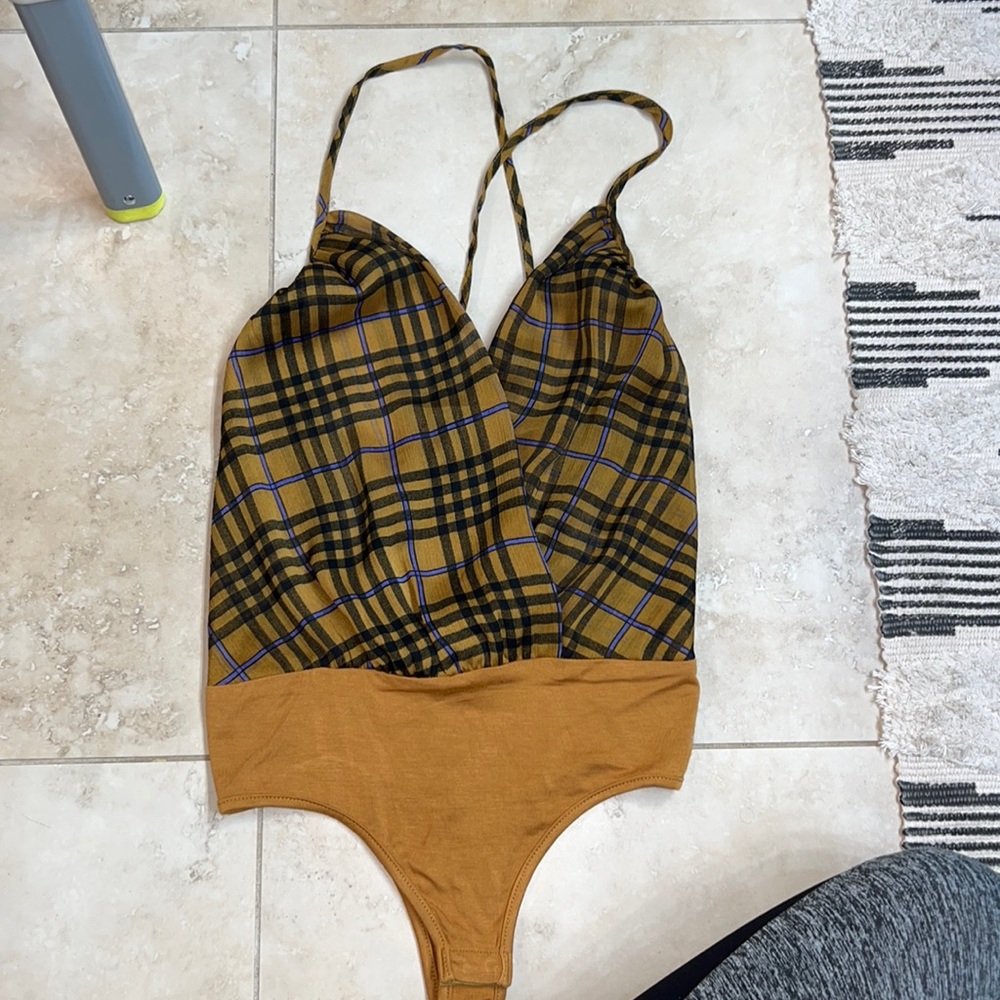NWOT By the way Plaid Bodysuit